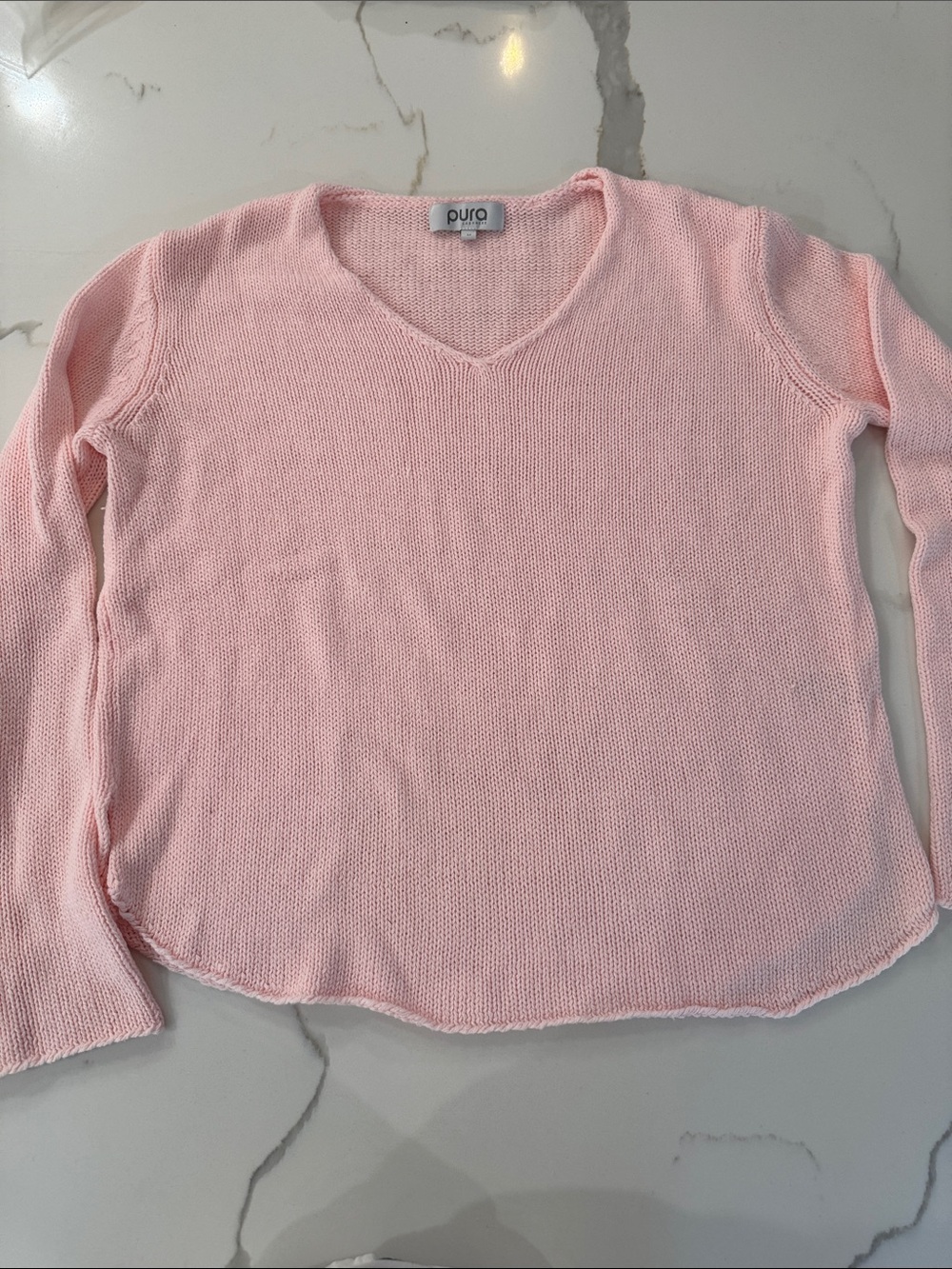 Pura Light Pink V-Neck Knit Sweater 🩷